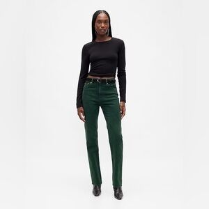 Gap High Rise '90s Slim Straight Jeans Hunter Green Womens 16 Short 33" Waist